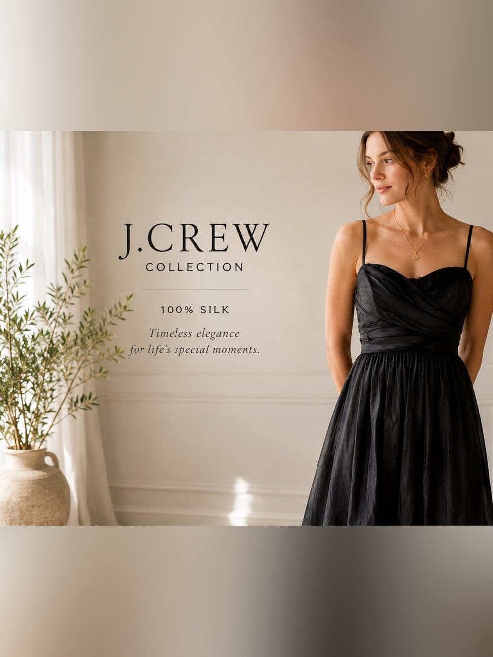 J.Crew Collection Black 100% Silk Formal Gown Dress Size 14 Maxi Evening Dress